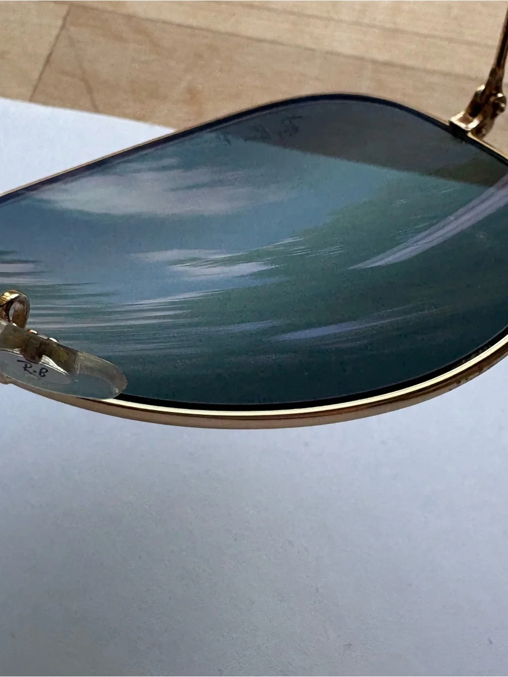 Ray-Ban Large Aviator Gold with Silver/Blue Polarized Flash Lenses